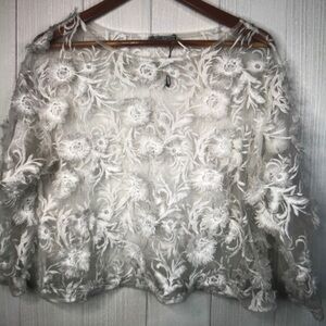 Elegant White Lace Floral Top